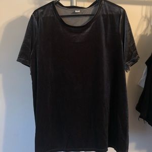 dark grey velvet tee